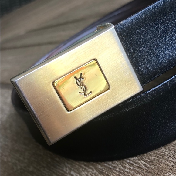 Yves Saint Laurent Accessories - Vintage YSL Belt with Gold Buckle